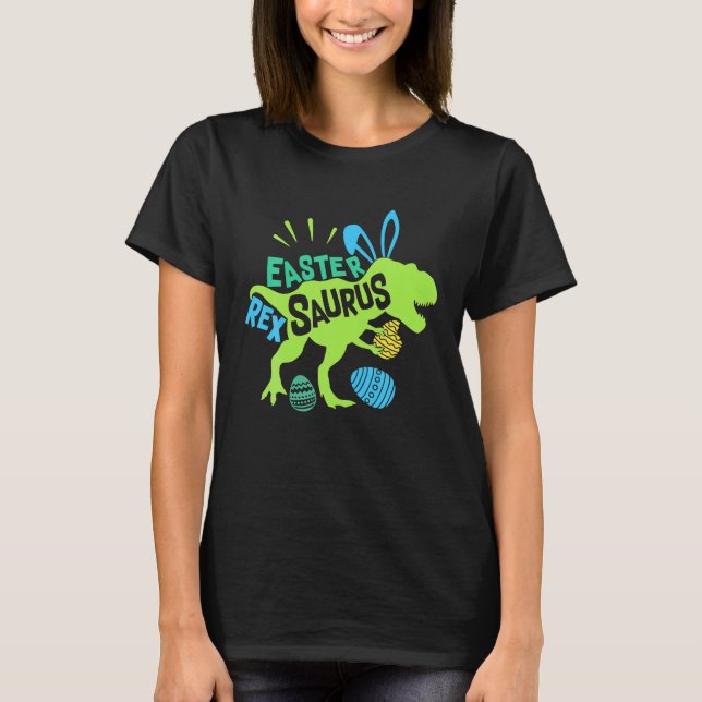 Glad påsk Saurus TRex Eggs Dinosaur Funny Gift T Shirt (Framsida)