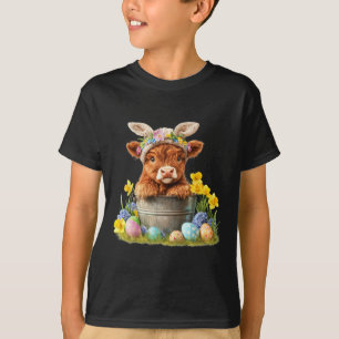 Glad påsk Scottish Cow Cute Heifer Cow Farm T Shirt
