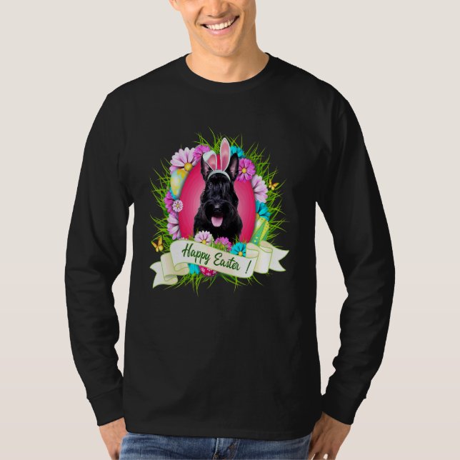 Glad påsk Scottish Terrier Wearing Bunny Ear Eg T Shirt (Framsida)