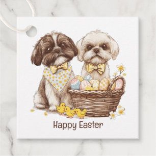 Glad påsk Shih Tzu Hundar Gåvor Etiketter