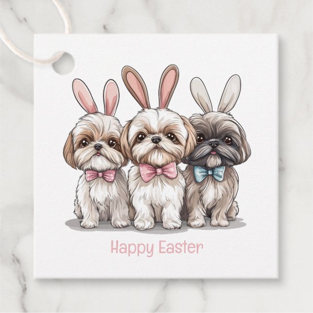 Glad påsk Shih Tzu Hundar Gåvor Etiketter (Framsida)