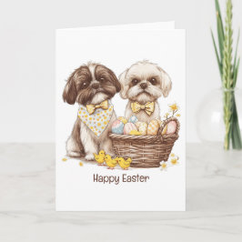 Glad Påsk Shih Tzu Hundar Helgkort