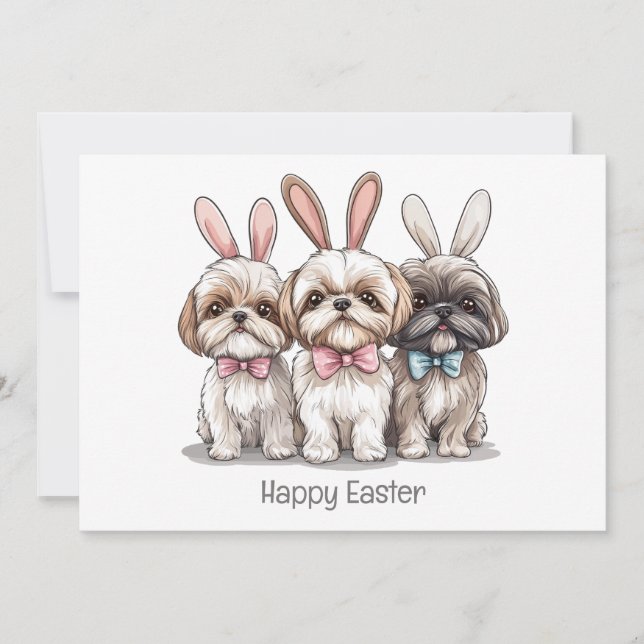 Glad påsk Shih Tzu Hundar Julkort (Framsida)
