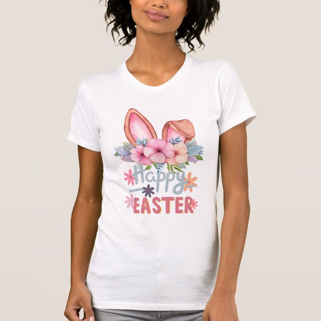 Glad påsk Shirts for Women Bunny Rabbit Graphic T Shirt (Framsida)