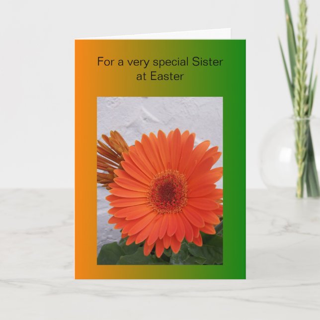 Glad påsk-sisterkort - Gerbera Helgkort (Framsida)