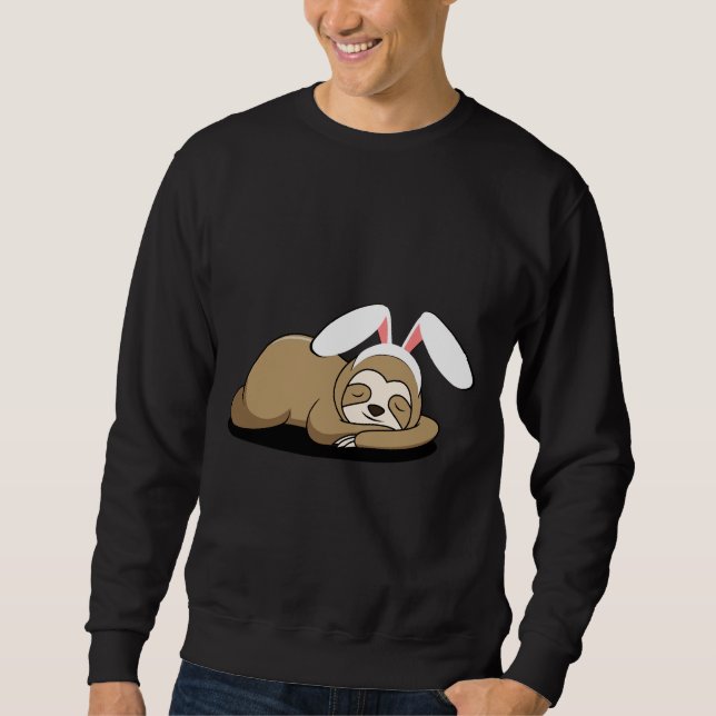 Glad påsk Sloth Bunny Lång Ärmad Tröja (Framsida)