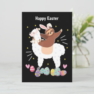 Glad påsk Sloth och llama Flat helgdag Card Julkort