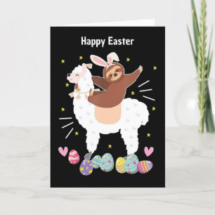 Glad påsk Sloth och llama helgdag-kort Helgkort