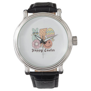 Glad påsk Smile Ansikte Retro Hippie Bunny Rabbit Armbandsur