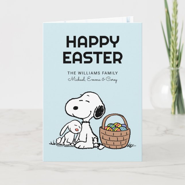 Glad påsk | Snoopy & påskharen Helgkort (Framsida)