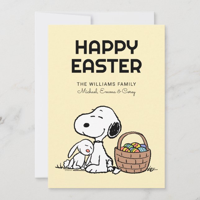 Glad påsk | Snoopy & påskharen Julkort (Framsida)