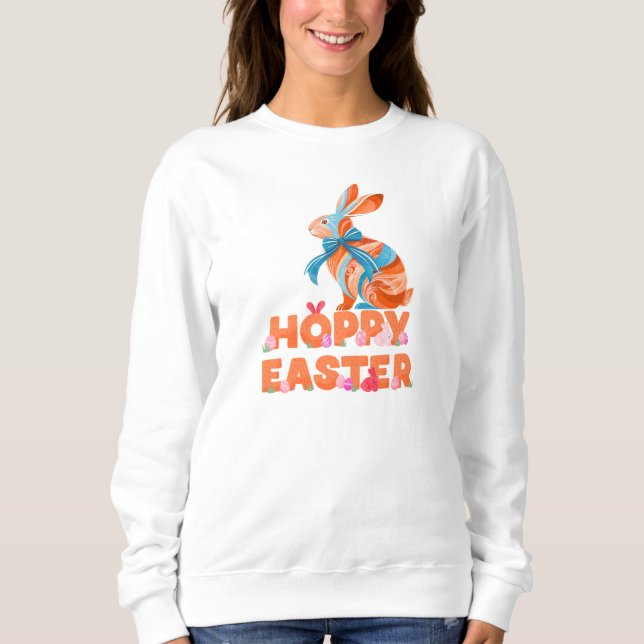 Glad påsk Snöre Bunny Snöre Öron Snöre Bow T Shirt (Framsida)