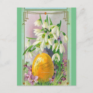 GLAD PÅSK SNOWDROP FLOWES AND EGGS HELG VYKORT