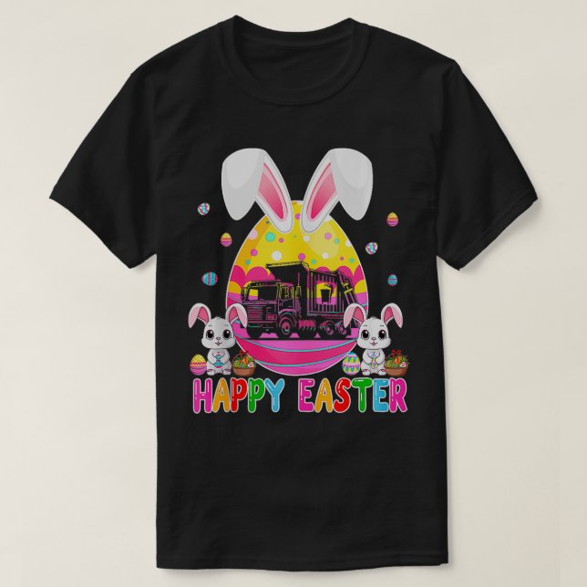 Glad påsk Sopor Lastbil Inside Bunny Chocolate T Shirt (Design framsida)