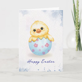 Glad påsk Söt babykyckling Vattenfärg  Kort