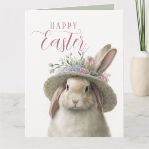 Glad Påsk Söt Blommig Kanin Hare Foto Kort