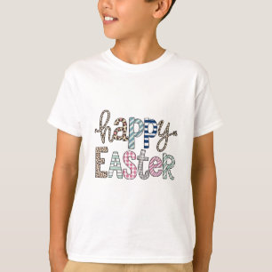 Glad Påsk Söt Blommig Kanin Vår Leopard T Shirt