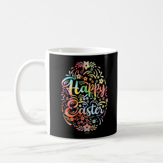 GLAD PÅSK söt blommigt påskägg-presentidé Kaffemugg (Vänster)
