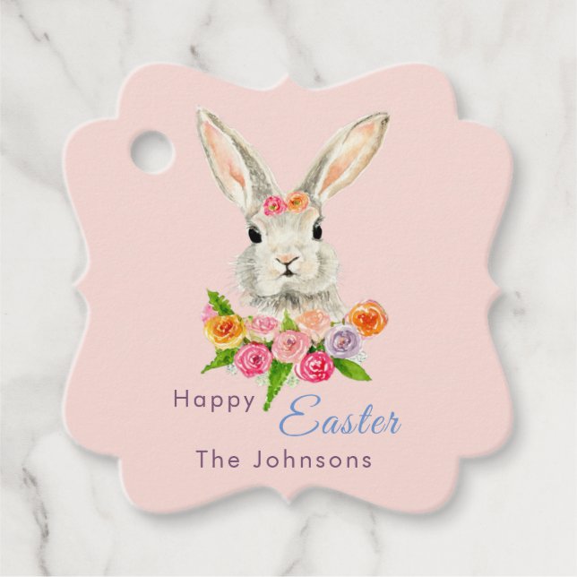 Glad påsk söt Bunny rosa Gåvor Etiketter (Framsida)