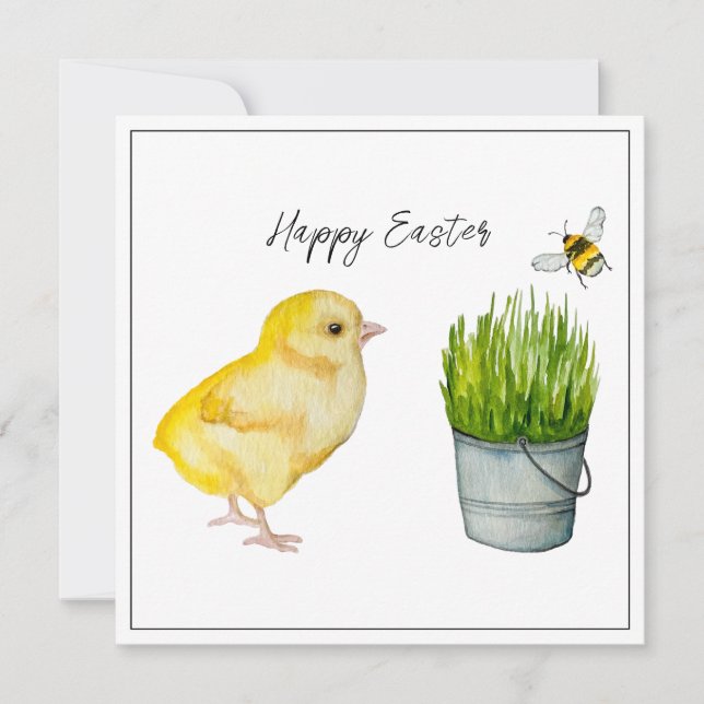 Glad påsk, söt chick och humlor (Framsida)