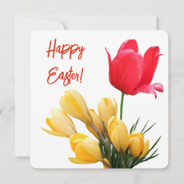 Glad påsk söt gult krokröd tulip kärlek julkort