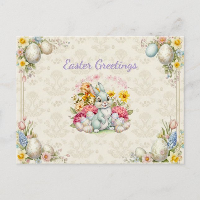 Glad Påsk Söt Kanin Vykort (Framsida)