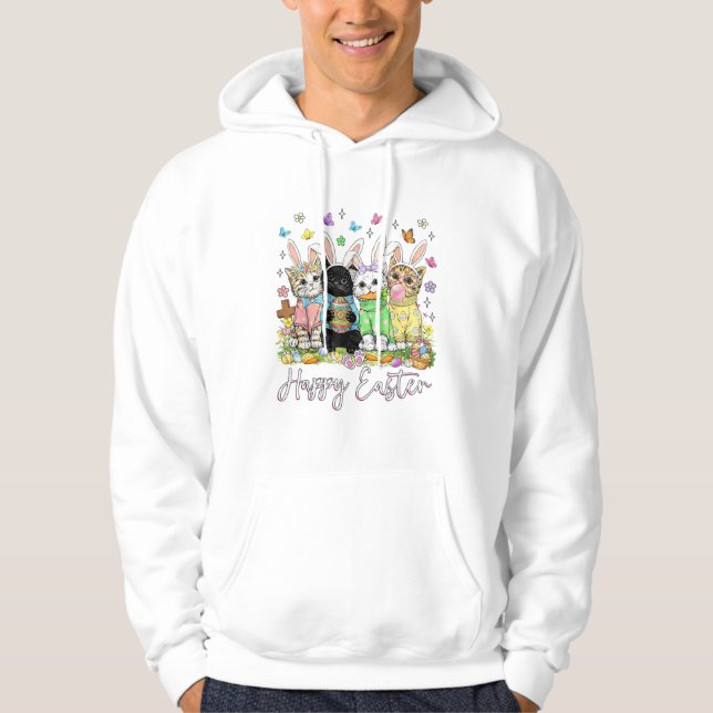 Glad Påsk Söt Kattälskare Kanin Påskdag Kvinnor Hoodie (Framsida)