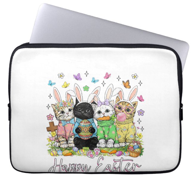 Glad Påsk Söt Kattälskare Kanin Påskdag Kvinnor Laptop Fodral (Framsidan)