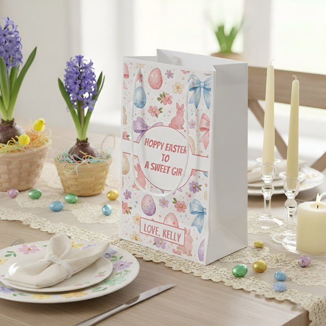 Glad påsk söta flicka Coquette kanin presentpåse (Hoppy Easter Sweet Girl Coquette Bunny Gift Bag)