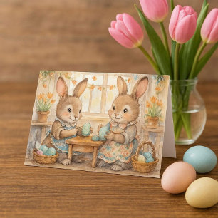 Glad påsk Söta påskharar & Ägg Helgkort