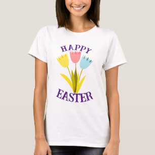 Glad påsk söta Tulip Flowers T Shirt