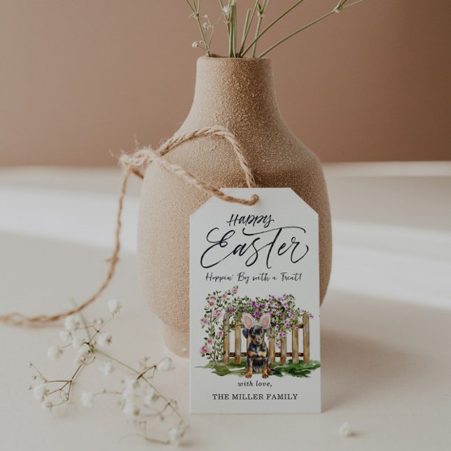 Glad Påsk | Söta Valp Kanin Presentetikett (Skapare uppladdad)