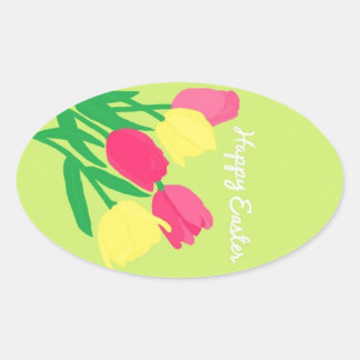 Glad påsk Stickers by KellyMDesign Ovalt Klistermärke