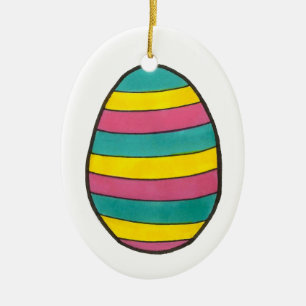 Glad påsk Stripe Paweed Egg Hunt Egg Julgransprydnad Keramik
