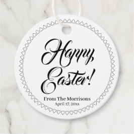 Glad påsk svartvita hjärtan, anpassningsbar , chic gåvor etiketter