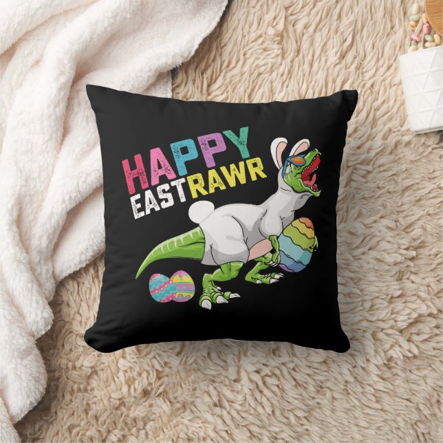 Glad påsk T Rex Dinosaur Påskhare Ägg Kudde (Filt)
