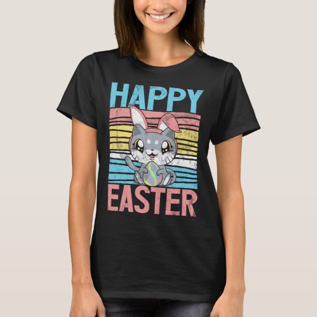 Glad Påsk T-Shirt Glad Påsk Katt Rolig Påsk (Framsida)