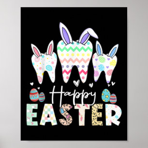 Glad påsk Tandtand Rabbit Öron Dental Dentis Poster