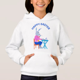 Glad påsk Tea Bunny Kids Hoodie T Shirt