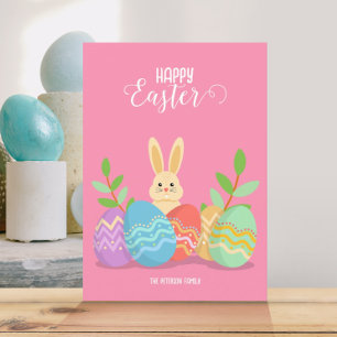 Glad påsk   Tecknad Bunny & Påskägg Inbjudningar