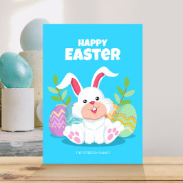 Glad påsk | Tecknad Bunny & Påskägg Inbjudningar