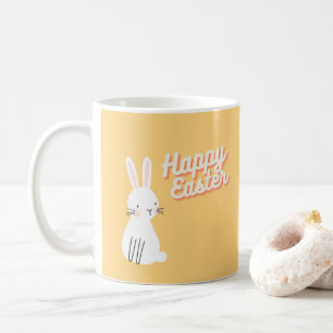 Glad påsk text med bunny orange kaffemugg