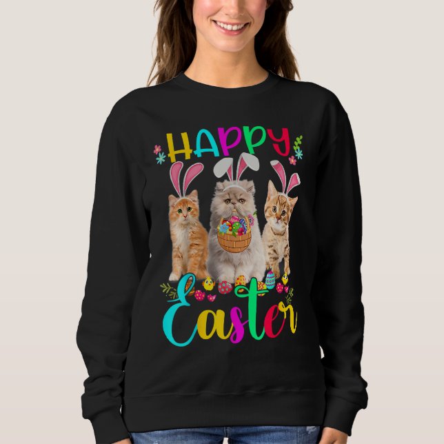 Glad påsk Three Cat Wearing Bunny Ear Bunny Cat T Shirt (Framsida)