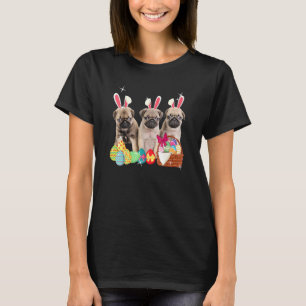 Glad påsk Three Pug Wearing Bunny Ear Hund T Shirt