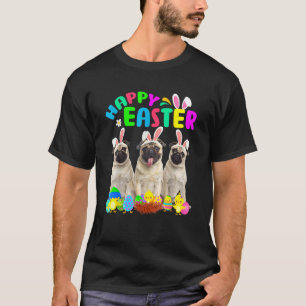 Glad påsk Three Pug Wearing Bunny Ear Pug T Shirt