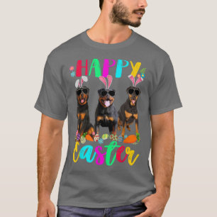 Glad påsk Three Rottweiler Wearing Bunny Öron E T Shirt
