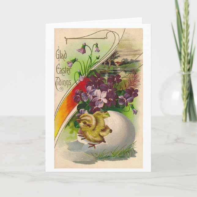 Glad Påsk Tidings! Victorian Påsk Card Helgkort (Framsida)