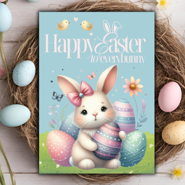 Glad påsk till Allbunny Cute Anpassningsbar Påsk Helgkort (Happy Easter to Everybunny Cute Custom Easter Holiday Card)