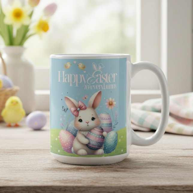 Glad påsk till Allbunny Cute Kaffemugg (Happy Easter to Everybunny Cute Coffee Mug)