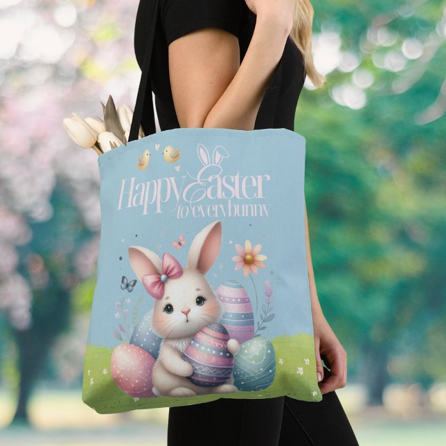 Glad påsk till Allbunny Cute Tygkasse (Happy Easter to Everybunny Cute Tote Bag)